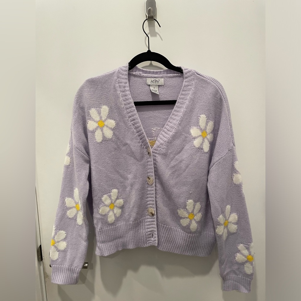 Purple with white flowers cardigan